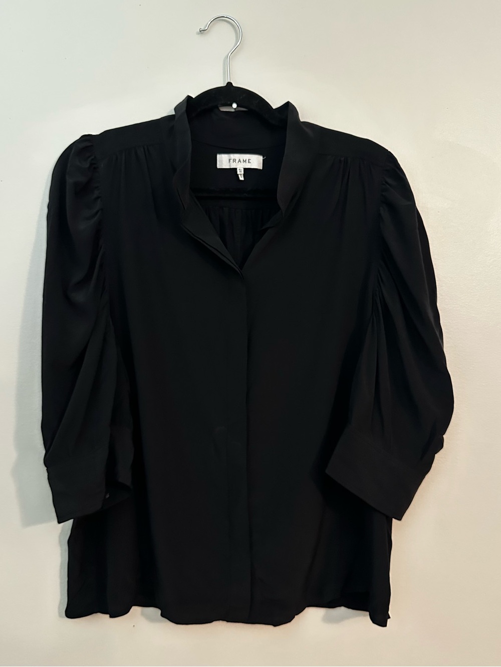 FRAME Gillian Puffed Shoulder Blouse 100% Silk XL - Picture 4 of 10